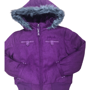 Kids Pelle Pelle Wool Hooded Purple Bomber Jacket