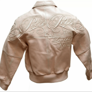 Light Pink Pelle Pelle Embroidered Leather Jacket