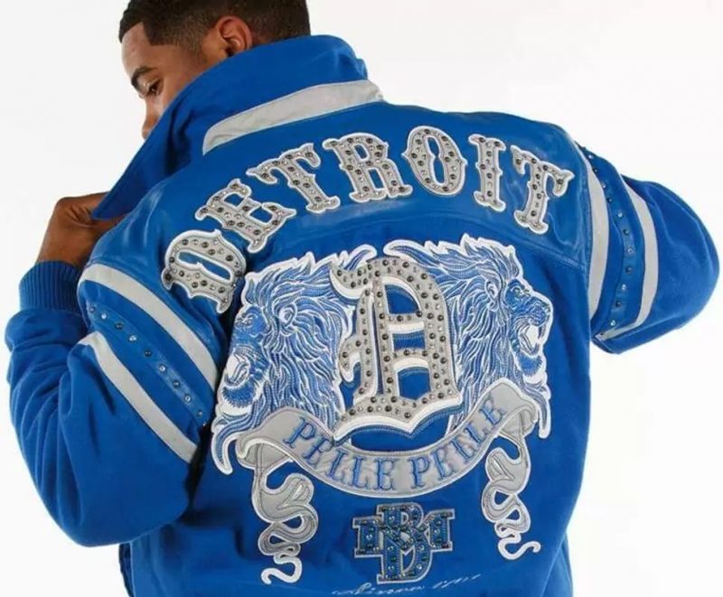 Pelle Pelle Blue Detroit Lions Jacket