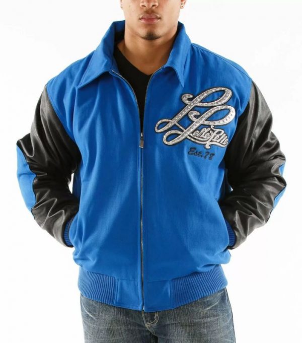 Pelle Pelle Blue and Black Varsity Wool Jacket