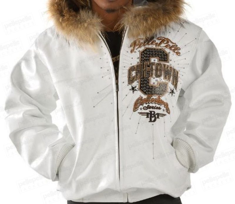 Pelle Pelle Chi-Town Hooded Fur White Jacket