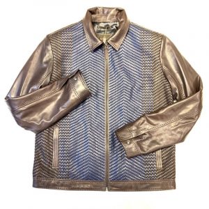 Pelle Pelle Chocolate Blue Weaved Bomber Jacket