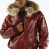 Pelle Pelle Hooded Shearling Fur Collar Leather Jacket