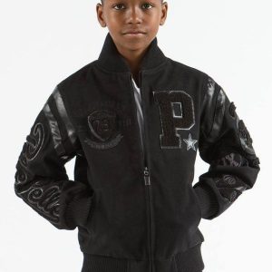 Pelle Pelle Kids Varsity Bomber Black Jacket