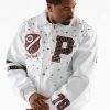 Pelle Pelle Mens All For One One For All White Leather Jacket