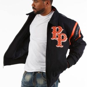 Pelle Pelle Mens Black & Orange Detroit 1978 Jacket