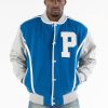 Pelle Pelle Mens Blue Varsity Letterman Jacket