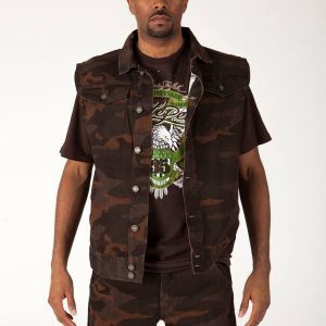 Pelle Pelle Mens Brown Camo Denim Track Suit
