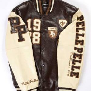 Pelle Pelle Mens Brown Varsity Bomber Leather Jacket