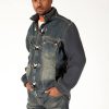 Pelle Pelle Mens Dark Gray Denim Bomber Jacket