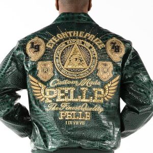 Pelle Pelle Mens Eye On The Prize Green Leather Jacket