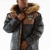 Pelle Pelle Mens Gray & Brown Puffer Long Fur Hooded Coat