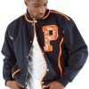 Pelle Pelle Mens Letterman Bomber Navy Blue Varsity Jackets