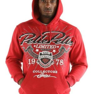 Pelle Pelle Mens Marc Buchanan Red Wool Hoodie