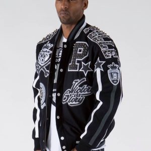 Pelle Pelle Mens Varsity Bomber Black Jacket