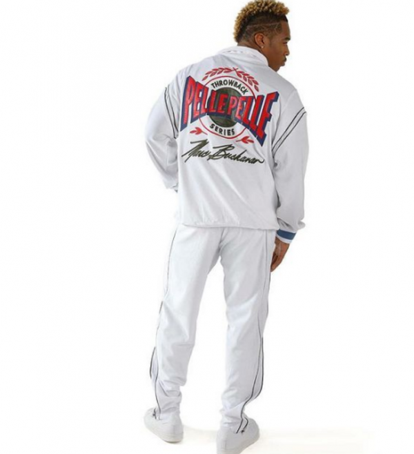 Pelle Pelle Throwback Velour Warmup Set in white