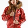 Pelle Pelle Women Crocodile Skin Red Leather Jacket