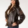 Pelle Pelle Womens Brown Leopard Print Leather Jacket