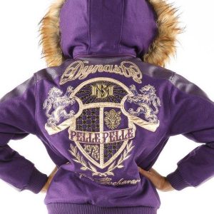 Pelle Pelle Womens Dynasty Purple Hooded Jacket