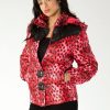 Pelle Pelle Womens Ultimate Signature Cheetah Puffer Red Jacket