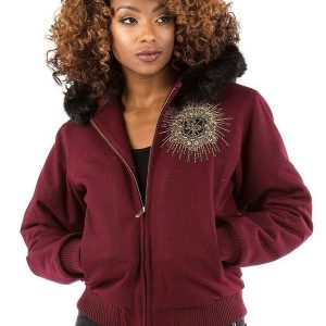 Pelle Pelle Womens Varsity Maroon Wool Jacket