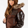 Pelle Pelle Brown Hooded Fur Wool Jacket
