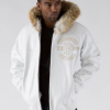 Pelle Pelle Panther Fur Hood White Plush Mens Leather Jacket