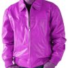 Pelle Pelle Pick Stitch Basic Pink Leather Jacket