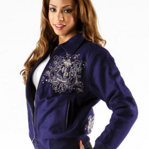 Pelle Pelle Womens Triple Crest Shirt Collar Blue Jacket