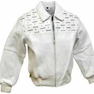 White Pelle Pelle Emblem Leather Jacket