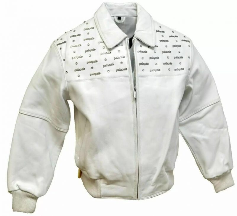 White Pelle Pelle Emblem Leather Jacket