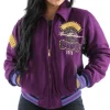 Ladies Pelle Pelle World Tour Wool Purple Bomber Jacket