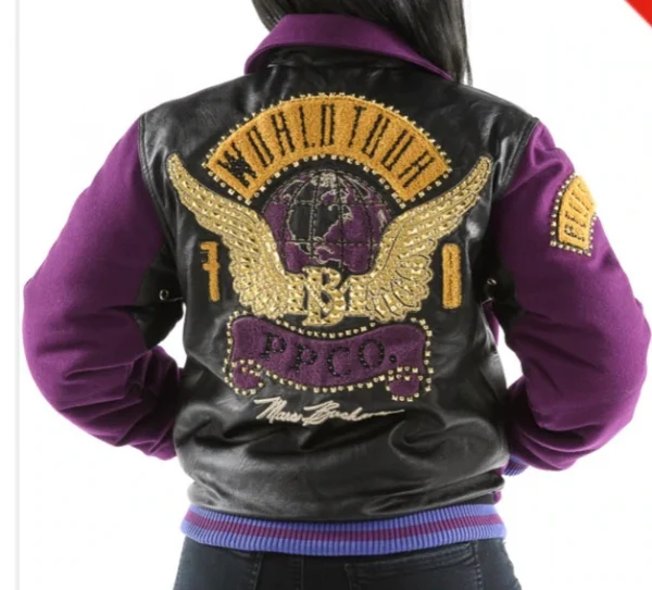 Ladies Pelle Pelle World Tour Wool Purple Bomber Jacket