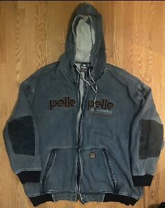 Pelle Pelle Mens Legendary Blue Hooded Denim Jacket