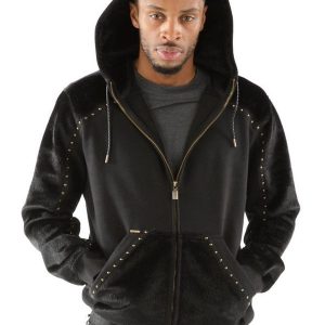 Pelle Pelle Mens Pony Black Hooded Jacket