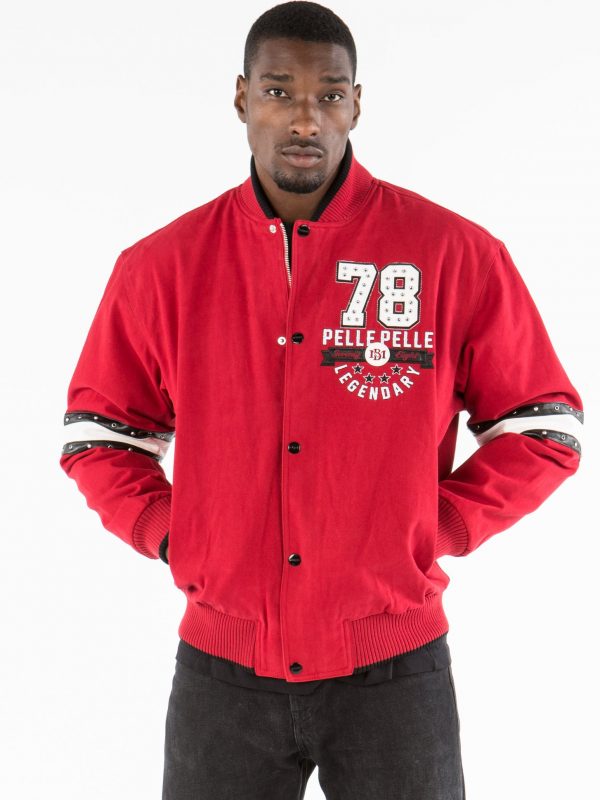 Pelle Pelle Mens Superior Red Varsity Jacket