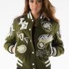 Pelle Pelle Womens American Legend Green Varsity Jacket
