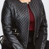 Pelle Pelle Womens Black Biker Quilted Leather Jacket