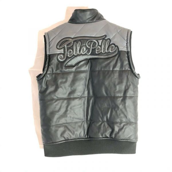 Pelle Pelle Womens Black Embroidered Zip Vest