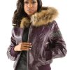 Pelle Pelle Womens Purple Airborn Fur Hooded Jacket
