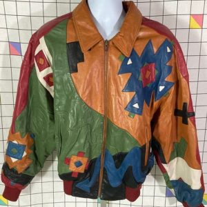 Vintage Pelle Pelle Marc Buchanan Funky Geometric Soft Bomber Jacket