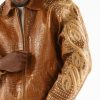 Pelle Pelle Alligator Texture Brown Leather Jacket