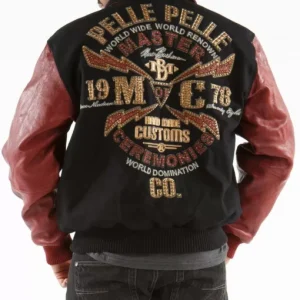 Pelle Pelle Black Brown Master Ceremonies Varsity Jacket