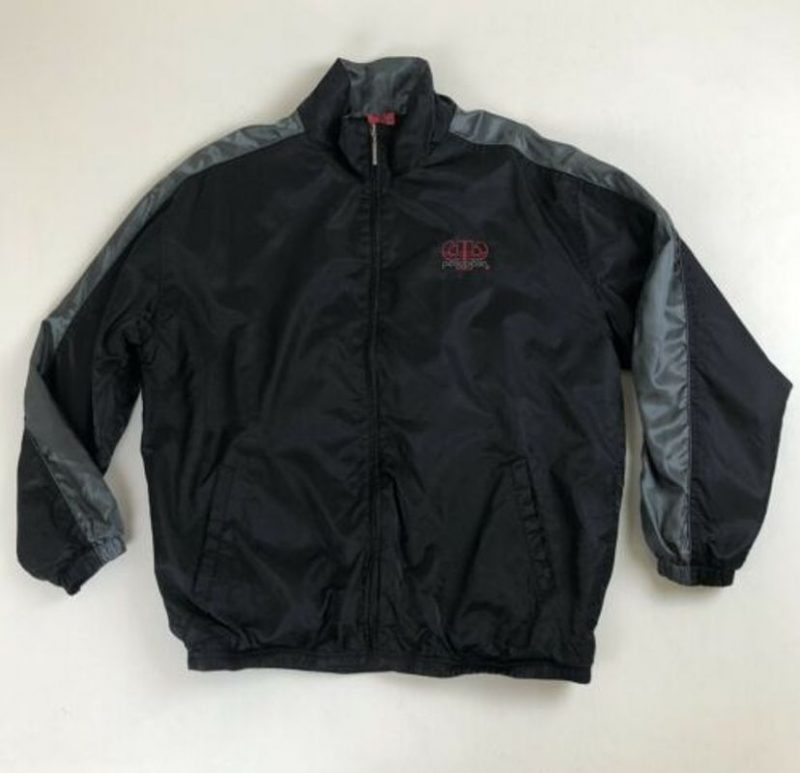 Pelle Pelle Black & Gray Slick Shiny Nylon Motorcycle Style Jacket