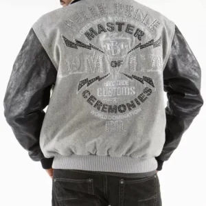 Pelle Pelle Gray Black Master Ceremonies Varsity Jacket