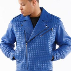 Pelle Pelle Houndstooth Blue Biker Jacket