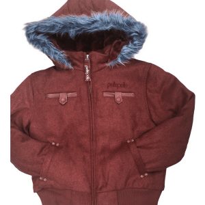 Pelle Pelle Kids Hooded Maroon Bomber Jacket