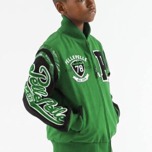 Pelle Pelle Kids Varsity Bomber Green Jacket