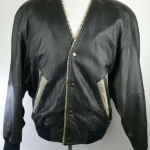 Pelle Pelle Marc Buchanan Snake Skin Trim Leather Jacket