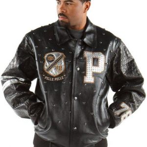 Pelle Pelle Mens Black Letterman Jacket